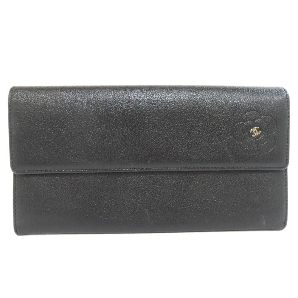 CHANEL Authentic Black Logo Wallet